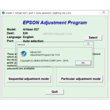 Reset Epson Artisan 837 Adjustment Program