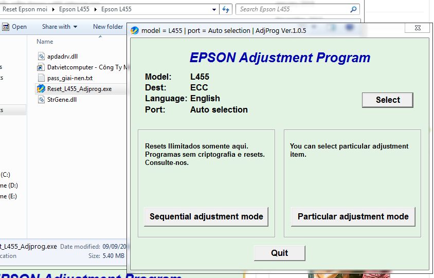 Epson l3210 adjustment program